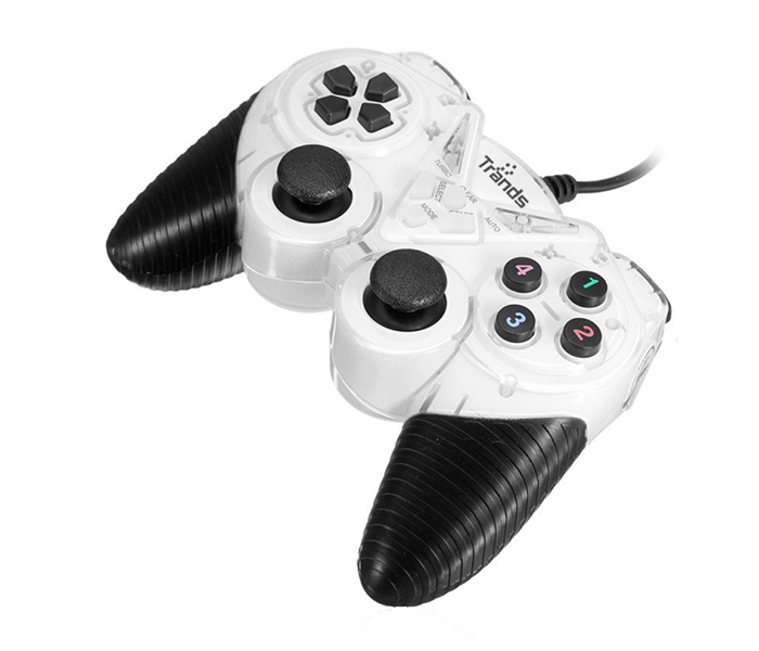 Trands TR-JP5168 USB 2.0 Wired Gamepad Dual Shock Joystick Joy pad Controller for PC Laptop - Black & White - Zoom Image 1