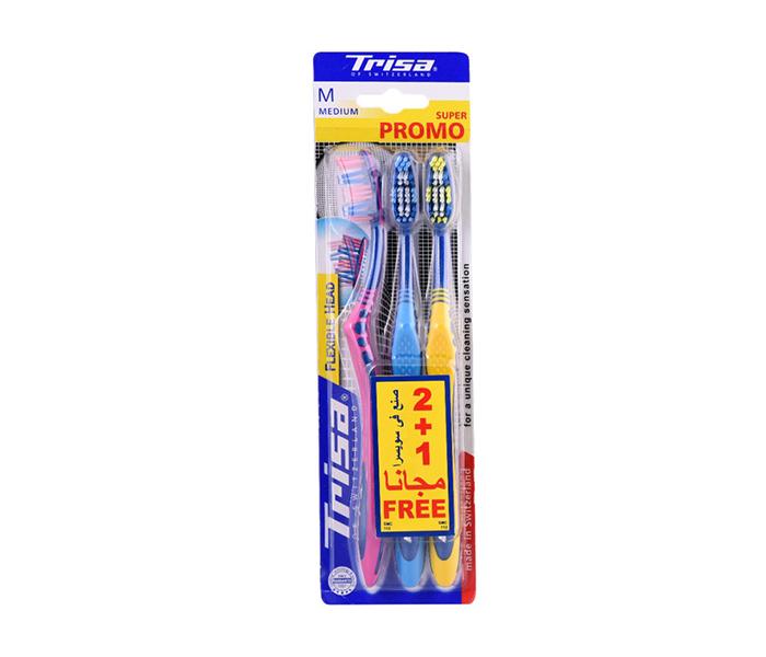 Trisa Flexible Head Medium Toothbrush - 2+1 Pack - Zoom Image