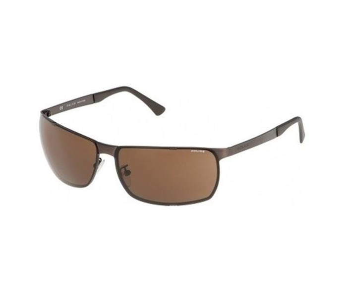 Police S8959 0SLS Rectangle Brown Frame & Grey Mirrored Sunglasses for Men - Zoom Image