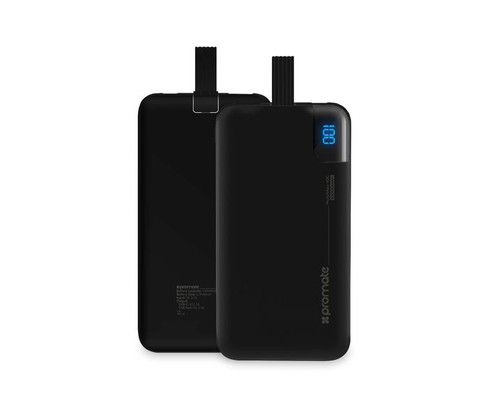 Promate Polymax-10C 10000 mAh Portable Power Bank with 2.1A USB Type C Charging Port, Black - Zoom Image 10