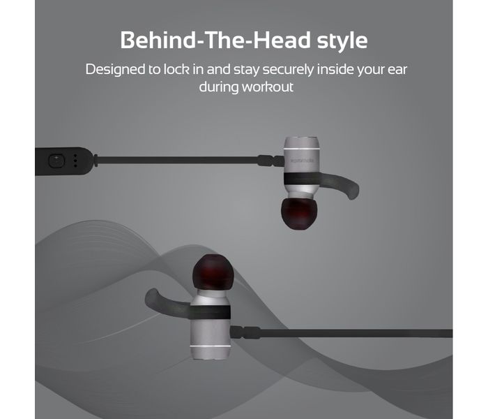 Promate Move Wireless Secure-Fit In-Ear Stereo Sporty Magnetic Earbuds, Grey - Zoom Image 2