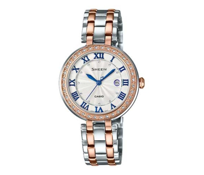 Casio Sheen SHE4034BSG-7BUDR Womens Analog Watch Silver and Rosegold - Zoom Image