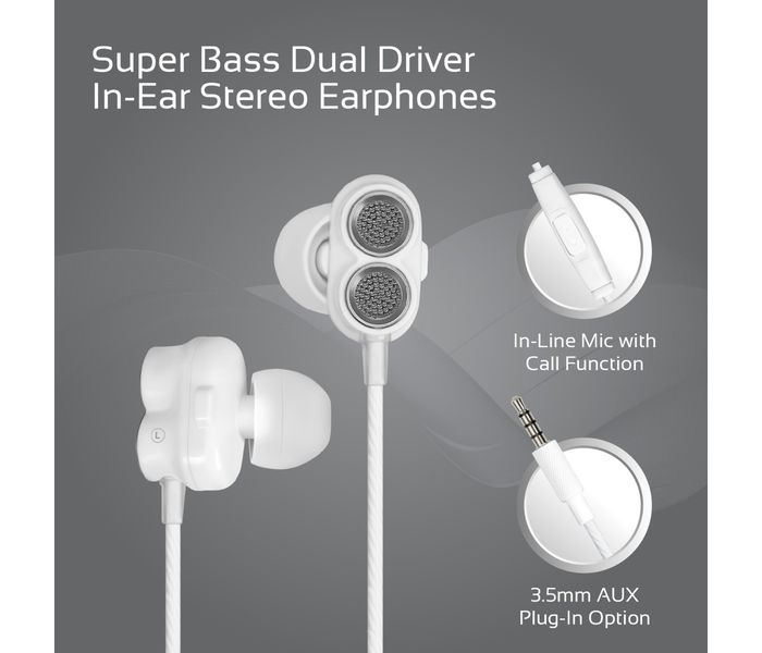 Promate Ivory Super Bass Dual Driver In-Ear Stereo Earphones, Black - Zoom Image 1