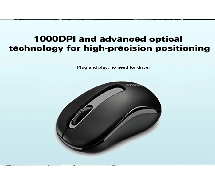 Rapoo X1800S Combo Wireless Optical Mouse & Keyboard - Arabic, Black - Zoom Image 4