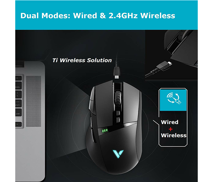 Rapoo VT350 Vpro Wired & Wireless Optical Gaming Mouse - Black 18639 - Zoom Image 2