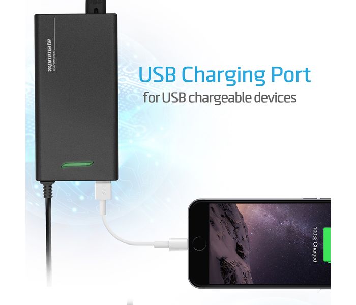 Promate Chargmate 70W Ultra Slim Laptop Charger with LCD Volt Indicator, Black - Zoom Image 2