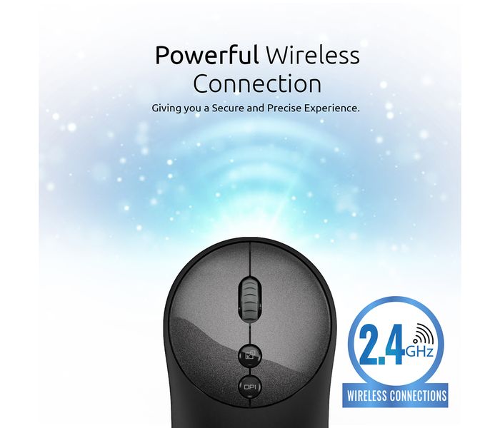 Promate Clix-2 2.4Ghz Wireless Mouse with USB Adapter, Black - Zoom Image 2