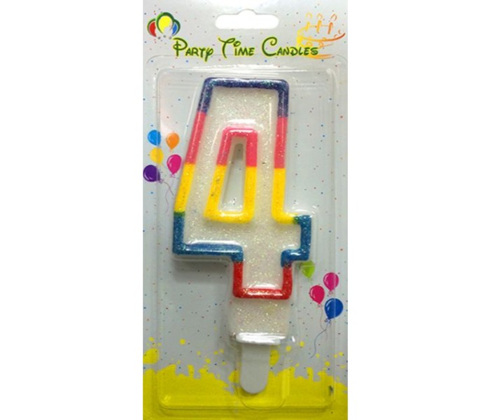 Party Time M098 Number 4 Birthday Candle Multicolor - Zoom Image