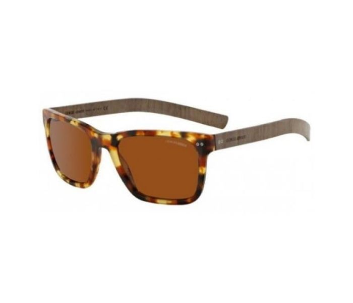 Giorgio Armani 0AR8062 541273 Rectangular Orange Havana With Wood Temple Frame & Brown Mirrored Sunglasses for Unisex - Zoom Image 1