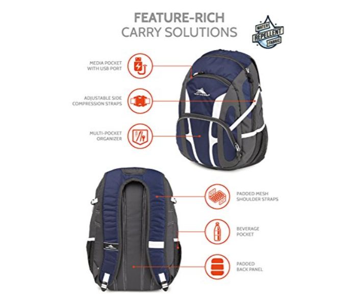 High Sierra HSR104LUG00041 Composite Backpack Navy and Grey - Zoom Image 4