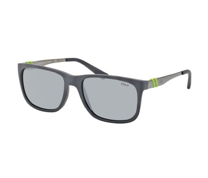 Polo Ralph Lauren 0PH4088 54216G Square Matte Gray Frame & Mirrored Gray Mirrored Sunglasses for Unisex - Zoom Image