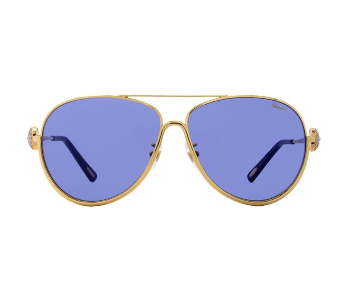 Chopard SCHB23S 0300 Oval Shiny Rose Gold Frame & Blue Mirrored Sunglasses for Women - Zoom Image 1