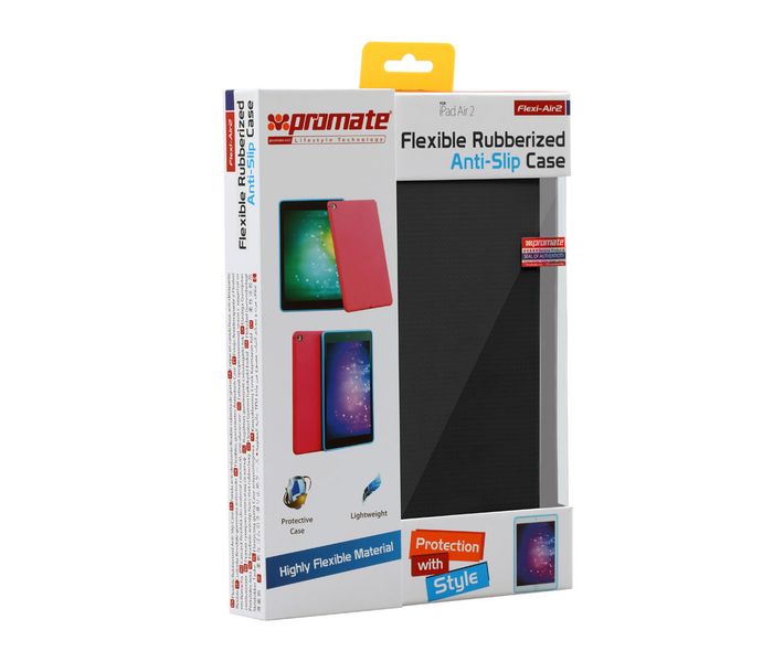 Promate Flexi-Air2 Flexible Rubberized Anti-Slip Case for iPad Air 2 - Black - Zoom Image 1