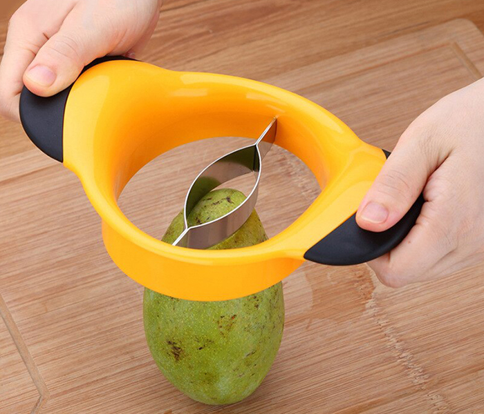 Stainless Steel Hand Mango Cutter - Yellow - Zoom Image 1