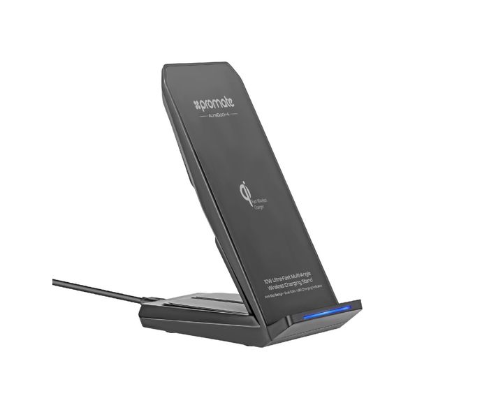 Promate AuraDock-4 Universal 10W Ultra Fast Multi Angle Wireless Charging Stand, Black - Zoom Image 7