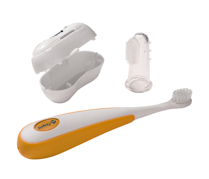 Safety 1st 32110030 Grow with Me Oral Care Set - Orange & White, 3 Pieces - Zoom Image