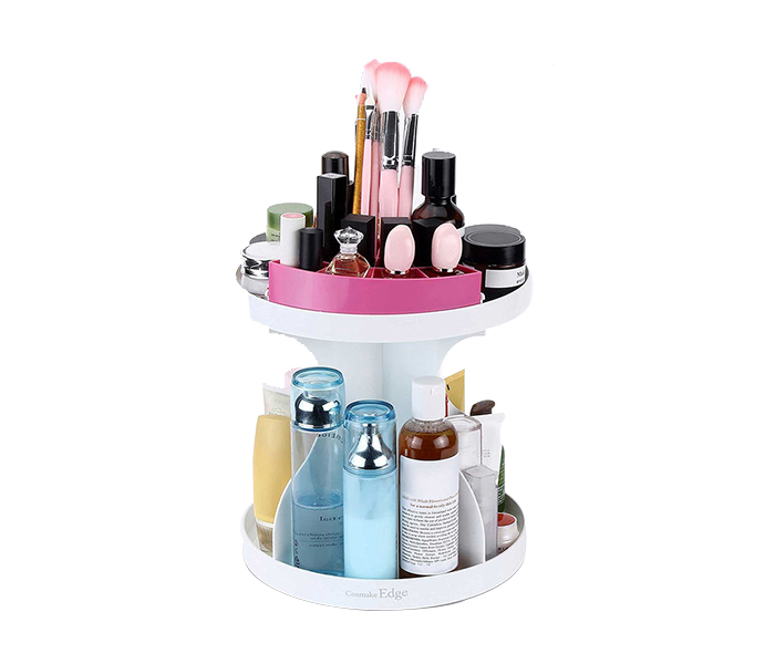 360 Degree Rotating Makeup Organizer Vanity Box - White - Zoom Image 2