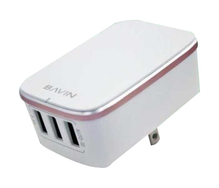 Bavin P612 E 3.4A Quick Travel Charger with 3 USB Port -1 Meter, White  - Zoom Image