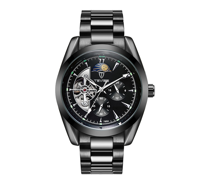 Tevise T795A Full Automatic Star Watch - Black - Zoom Image