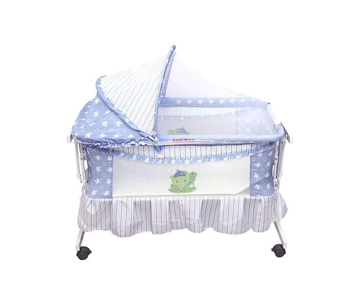 Baby Plus BP6599 Baby Crib with Retractable Hood - Blue - Zoom Image 2