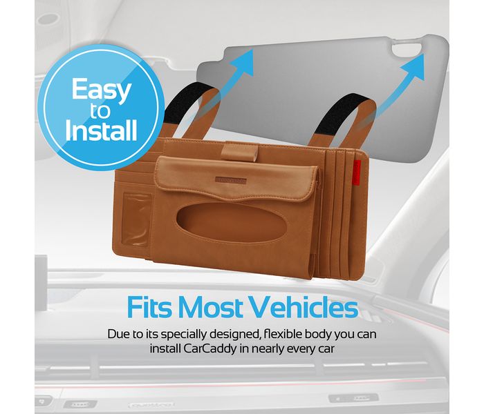 Promate CarCaddy 4-in-1 Multifunctional Car Sun Visor Organizer - Brown - Zoom Image 3