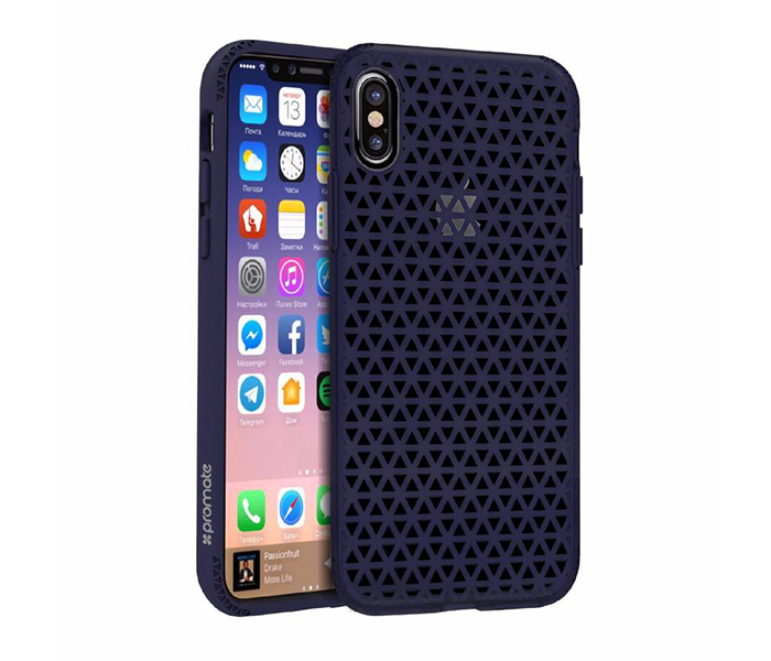 Promate NEO-X Anti-Slip Scratch Resistant Dual Layer Protective Case for iPhone X - Navy - Zoom Image 6