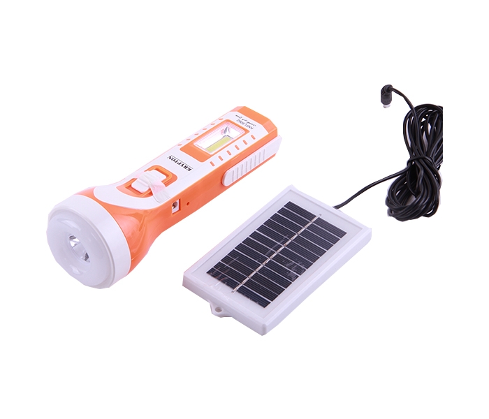 Krypton KNFL5062 Rechargeable LED Plastic Flash Light with Solar Panel - White and Orange - Zoom Image 1