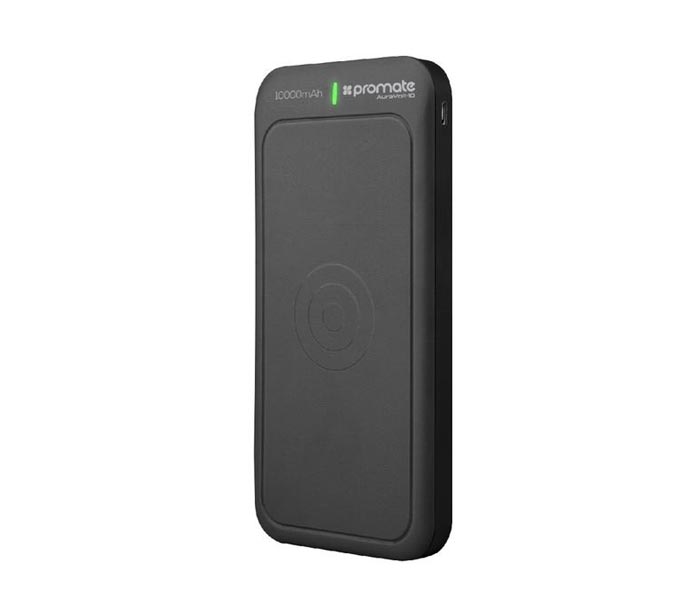 Promate AuraVolt-10 10000 mAh Portable Wireless Charger Power Bank with Type C, Black - Zoom Image 1