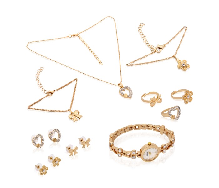 10 Pieces Fashion Charm 18K Plated Jewellery Set 32907 Gold - Zoom Image 12