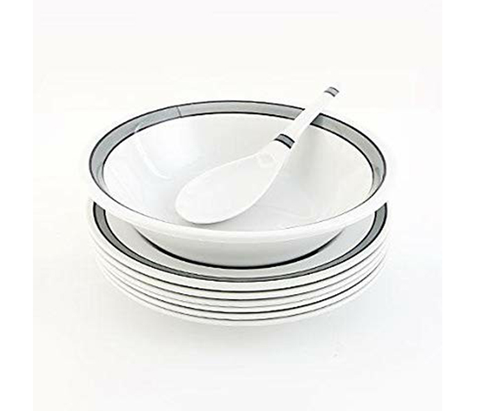 Royalford RF6723 27 Pieces Melamine Ware Dinner Set - White & Grey - Zoom Image 2