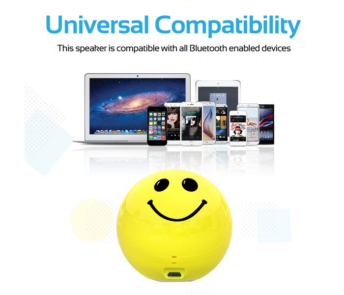 Promate Smiloji Cute Emoji Stereo Sound Wireless Bluetooth Speaker with Built-in Mic - Yellow - Zoom Image 4