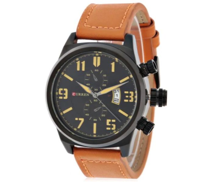 Curren 8200 Casual Rolling Date Screen Quartz Watch For Men Black - Zoom Image