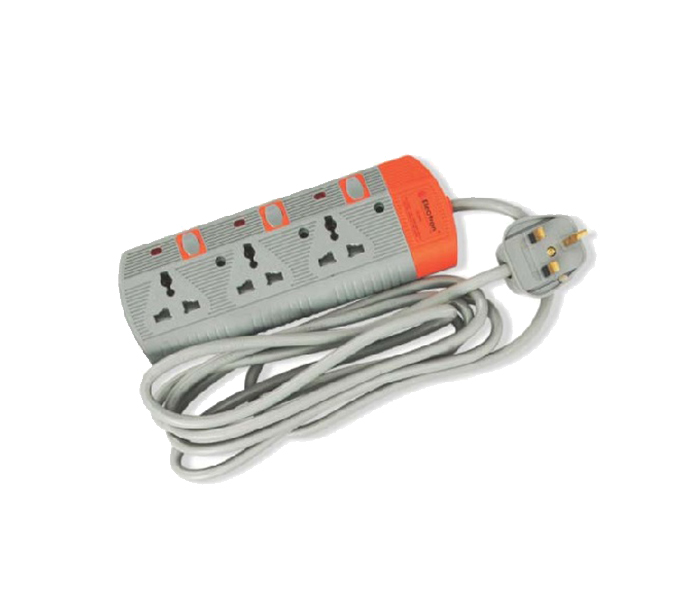 Electron EL-3002 3 Way Extension Socket - Grey & Orange, 3 Meter - Zoom Image