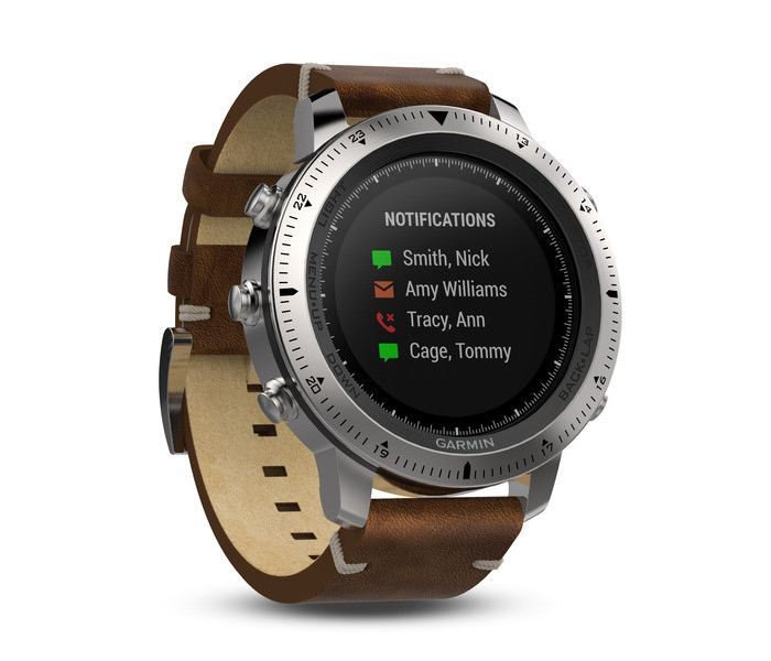 Garmin 010-01957-00 Fenix Chronos Hybrid Smartwatch With Leather Strap - Brown - Zoom Image 2