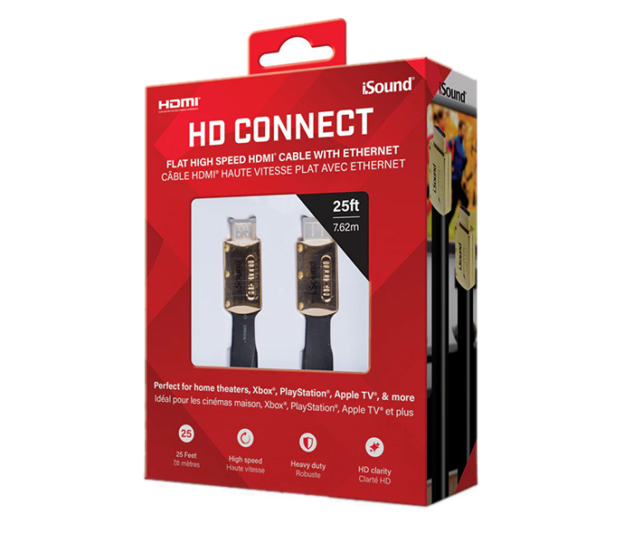 I Sound 6817 25ft Flat HDMI Cable - Black - Zoom Image 1