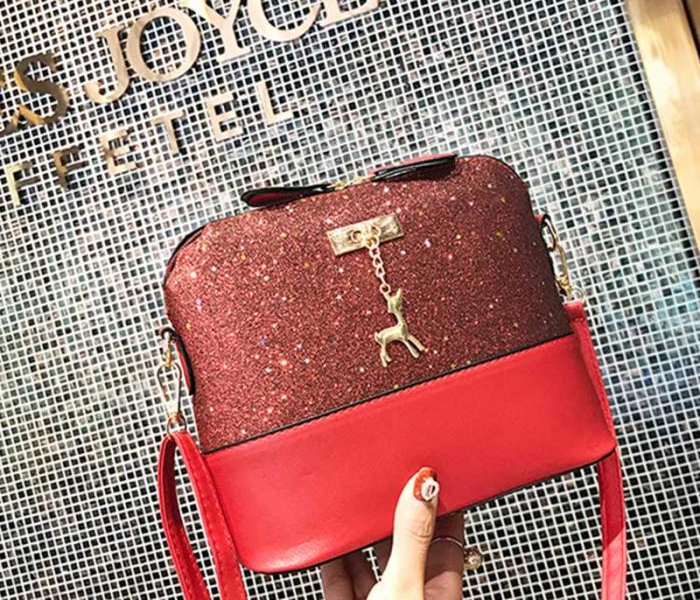 Sequins Deer Decor Casual Shoulder Crossbody Sling Bag - Red - Zoom Image 2