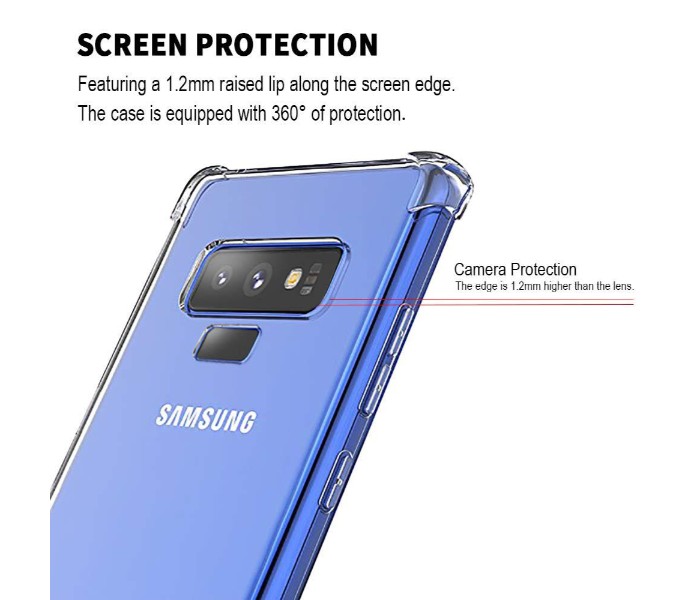 ABS Crystal Clear Reinforced Corners Shock Absorption Protection TPU Case for Samsung Note 9 ACPSN9 Transparent - Zoom Image 3