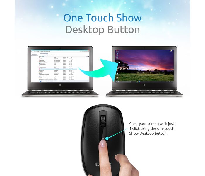 Promate Clix-3 2.4Ghz USB Wireless Ergonomic Mouse with Precision Scrolling, Black - Zoom Image 8