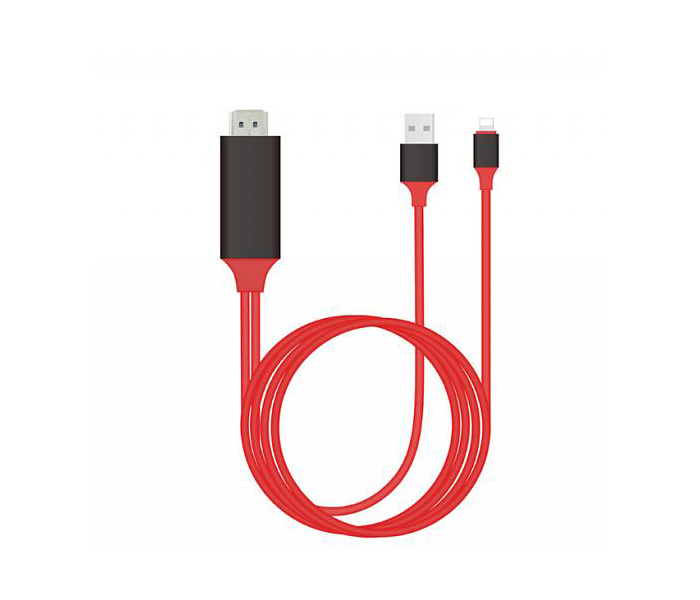 Universal Lightning To HDMI  HDTV Av Adapter Cable 2M For iOS - Red - Zoom Image 2