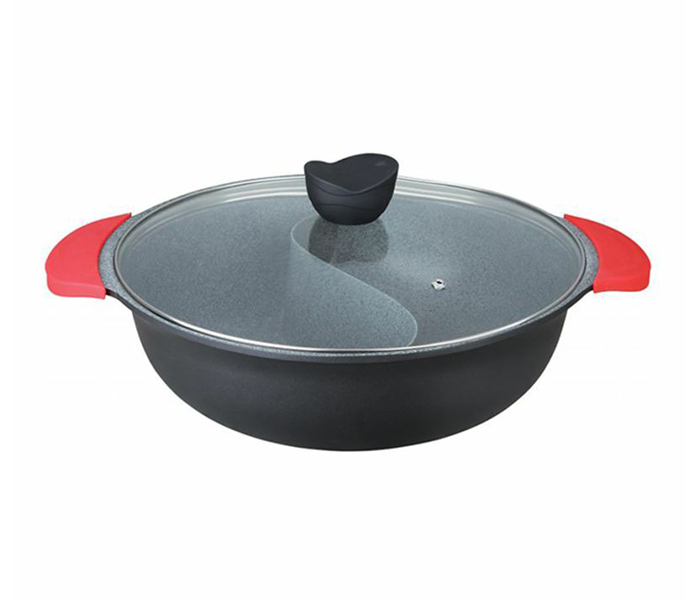 Royalford RF8592 Die Cast Divided Wok Pan - Grey - Zoom Image 2