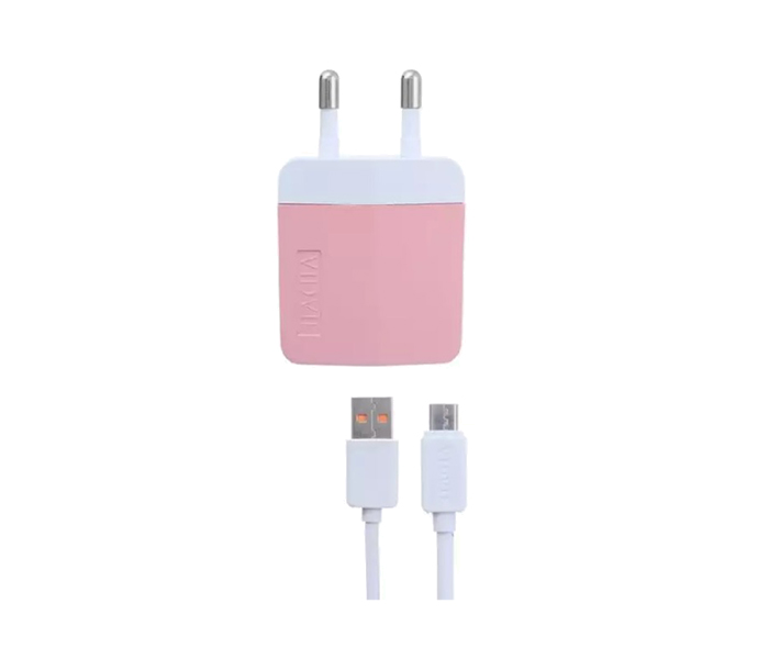 Vidvie PLE-203 2.4A 2 Pin Adapter with Micro Cable for Smartphone - 1 Meter, Pink - Zoom Image 3