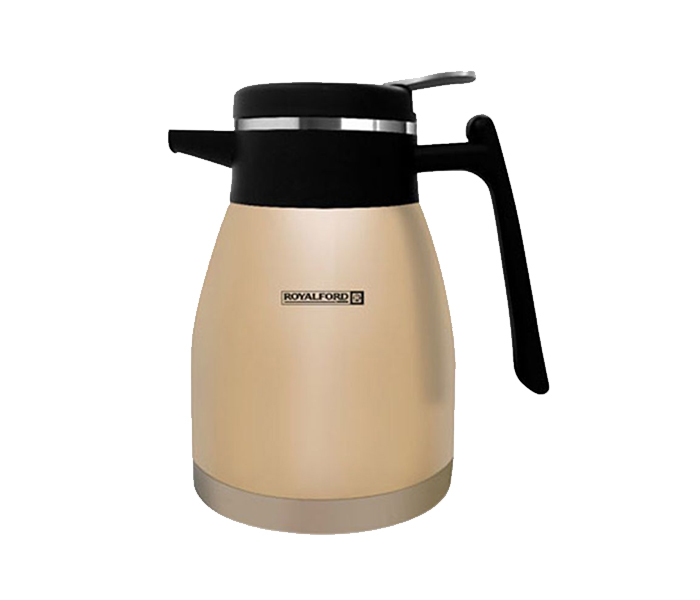 Royalford RF8464 1.2 Litre Stainless Steel Double Wall Vacuum Flask - Black & Beige - Zoom Image