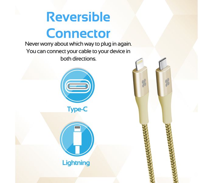 Promate UniLink-LTC USB Type-C OTG Cable with Lightning Connector - Gold - Zoom Image 7