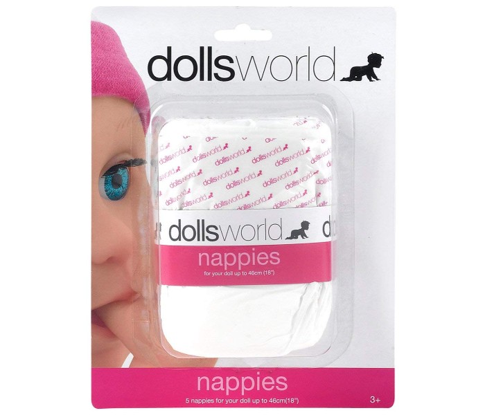 Dolls World 8715 46cm Nappies 5Pcs White - Zoom Image 1