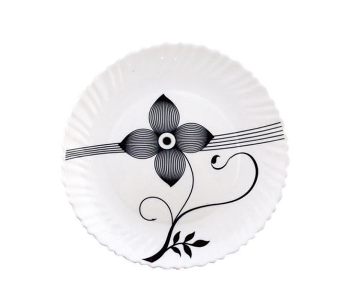 Royalford RF6100 10.5-inch Opal Ware Art Flower Dinner Plate - White - Zoom Image