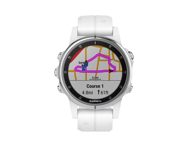 Garmin 010-01987-01 Fenix 5S Plus Smartwatch - Sapphire White with White Band - Zoom Image 1