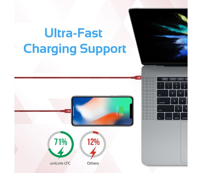 Promate UniLink-LTC2 USB Type-C OTG Cable with Lightning Connector - Red - Zoom Image 8