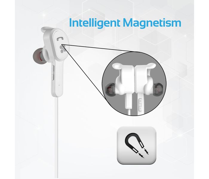 Promate Vitally-2 Lightweight Magnetic Wireless Earbuds Sports Bluetooth Headphones, White - Zoom Image 2