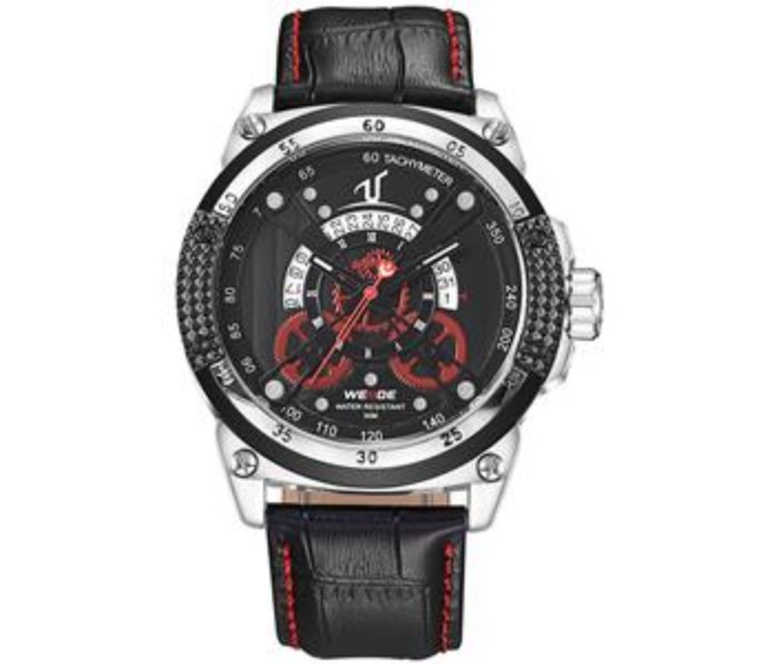 Weide UV 1605LB Mens Analog and Complete Calendar Watch Black and Red - Zoom Image 4