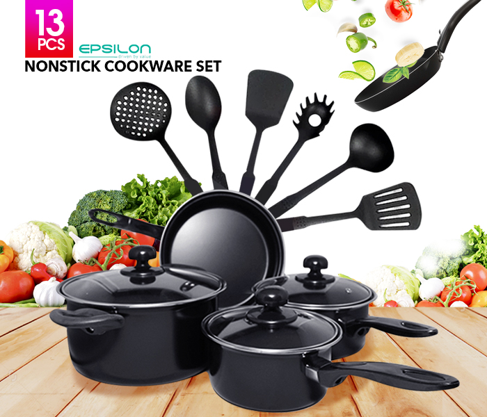 Epsilon EN4690 Nonstick Cookware Set - Black, 13 Pieces - Zoom Image 4